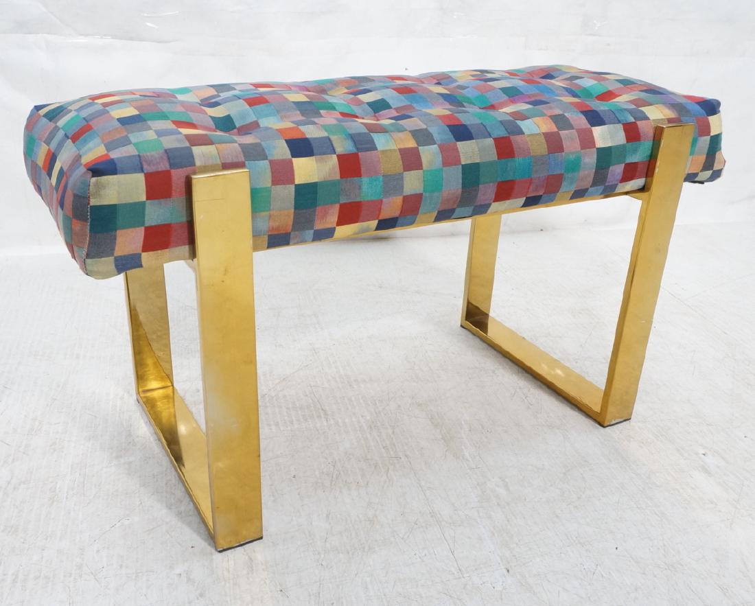 Brass Finish Upholstered Seat Modernist Bench. Co (1 of 8)