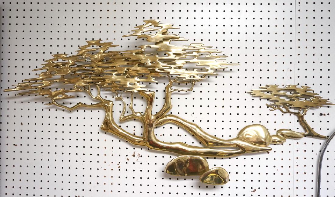 Modernist Signed Brass Ming Tree Wall Sculpture. (1 of 7)