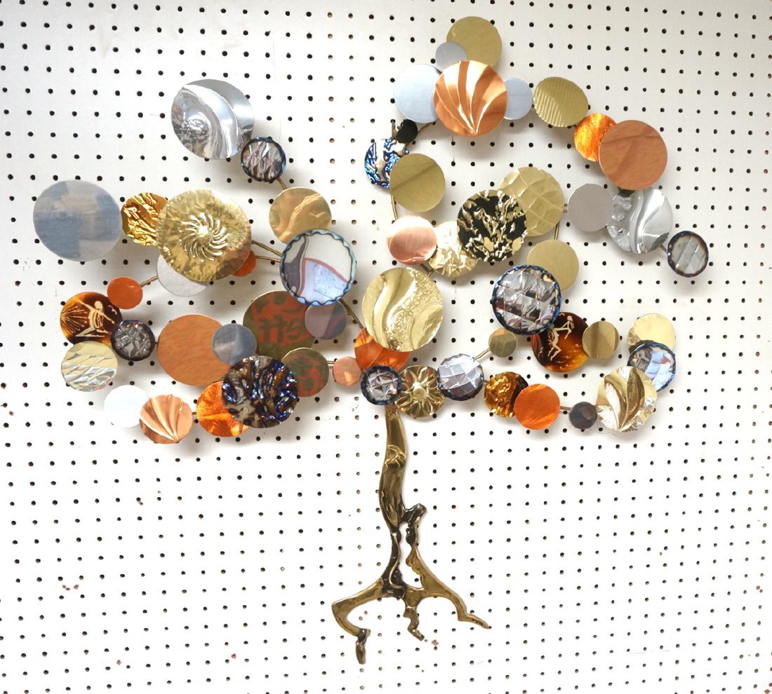 Brutalist Brass Tree Wall Sculpture. Mixed Metal (1 of 8)