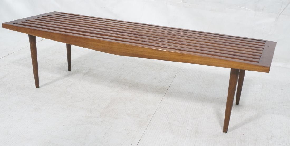 Dark Wood Modernist Slat Bench Coffee Table. Narr (1 of 9)