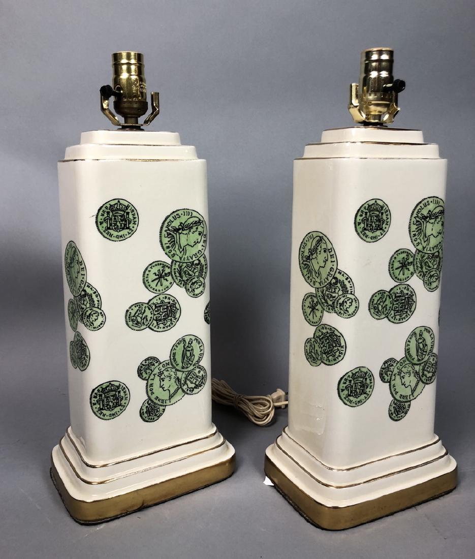 Pair Decorator Fornasetti Table Lamps.  Decorated (1 of 9)