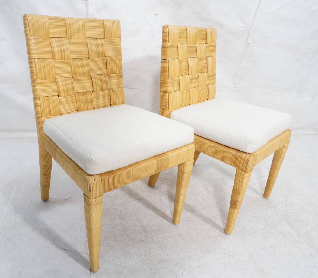 Pr DONGHIA Woven Rattan Modern Side Dining Chairs (1 of 9)