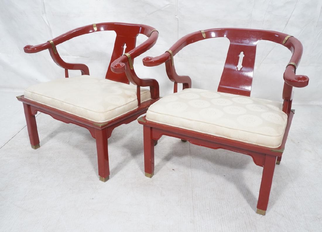 Pr CENTURY Lacquered Asian Style Lounge Chairs. H (1 of 12)