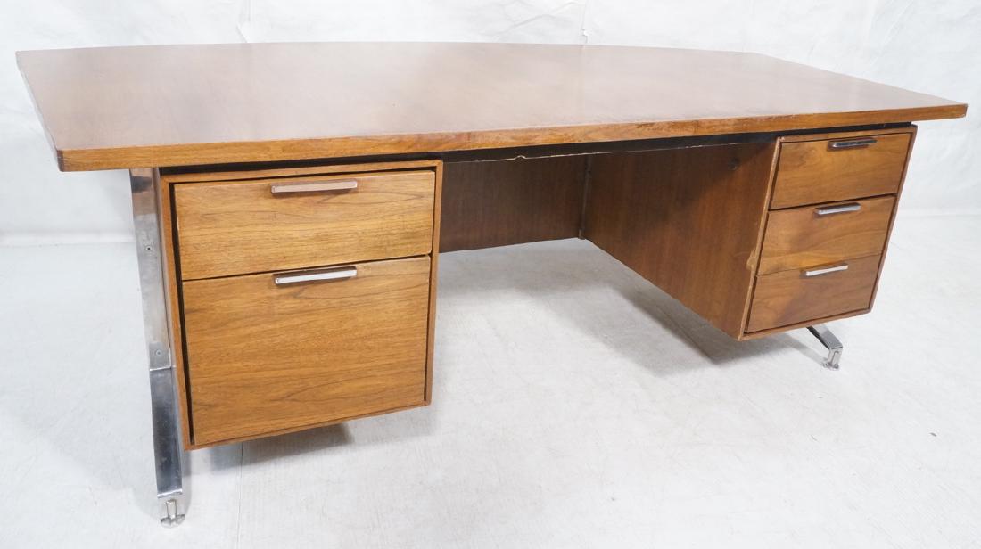 Lg Oversized Walnut Modernist Desk. Curved back a (1 of 10)