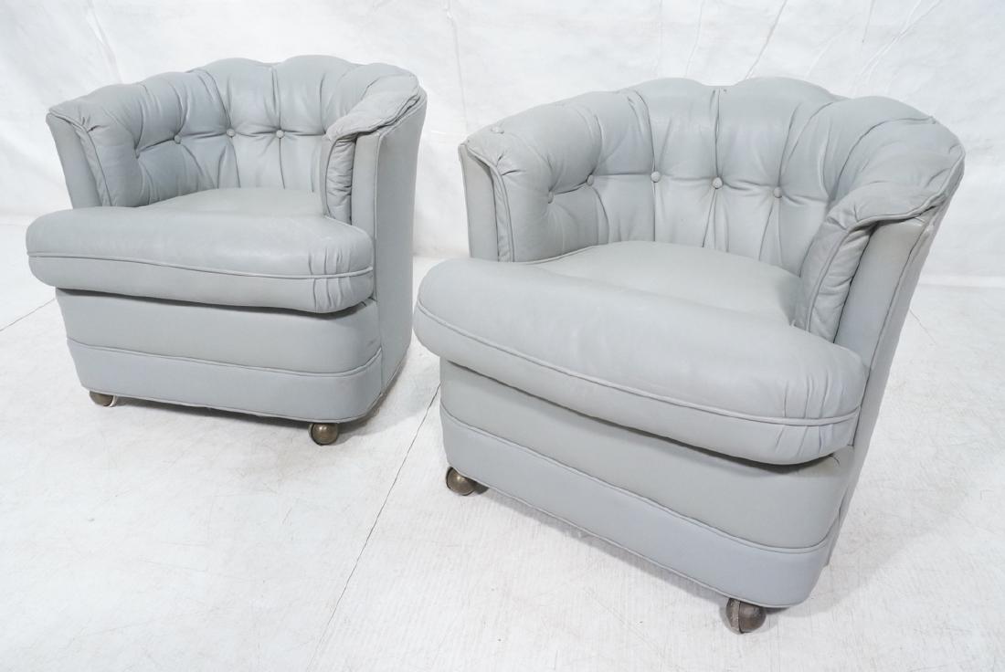 Pr WESTCHESTER Gray Leather Lounge Chairs. Cheste (1 of 7)