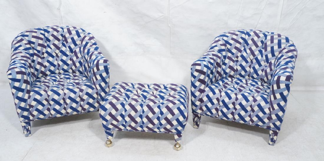 2 Fully Upholstered Lounge Chairs & Ottoman Stool (1 of 12)