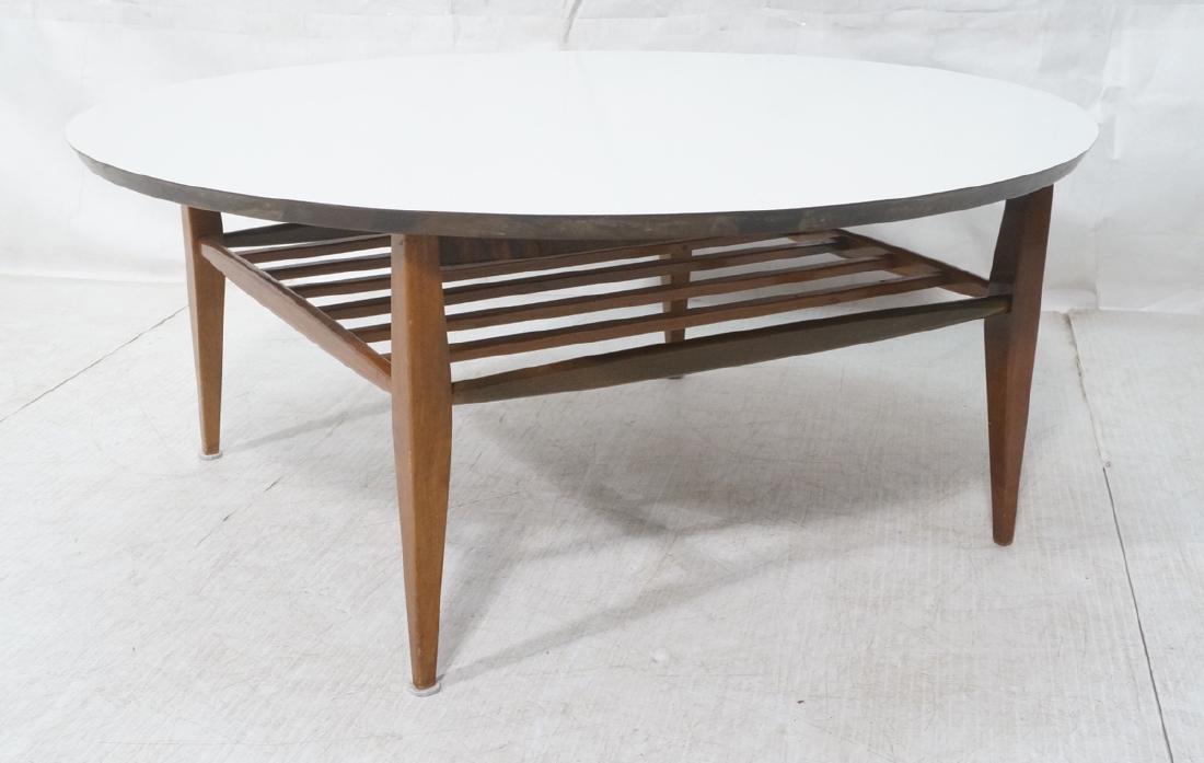 Round White Laminate Top Coffee Table. Square dow (1 of 7)