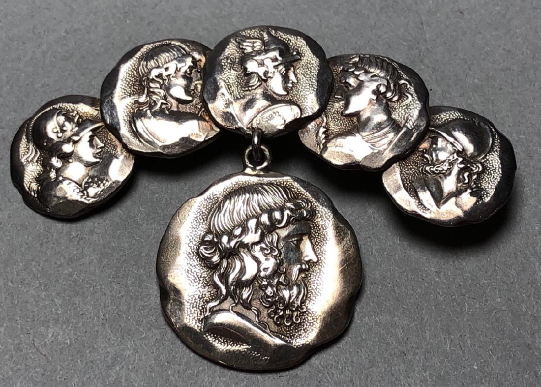 SHIEBLER Antique Sterling Coin Style Pin. Brooch (1 of 7)