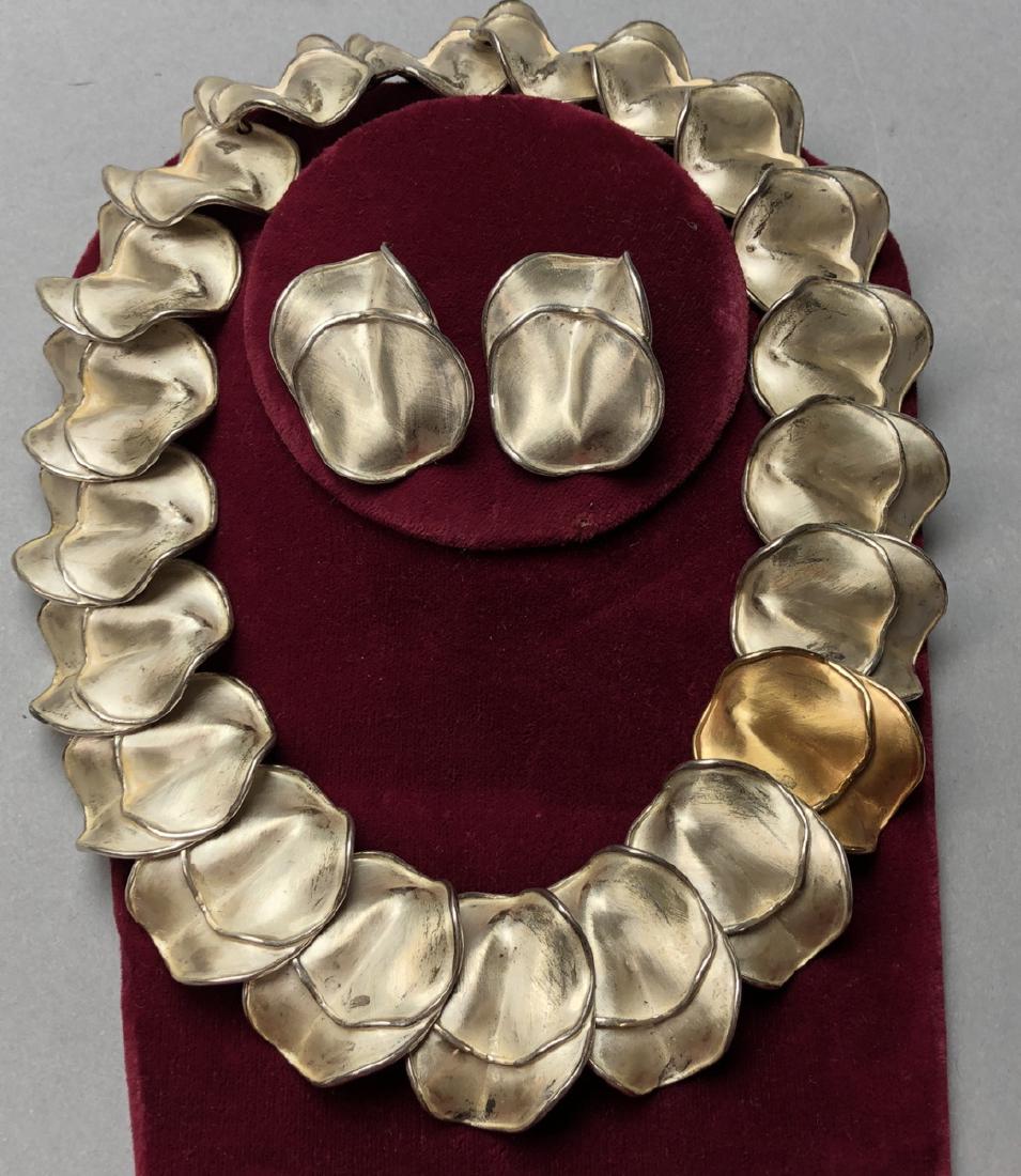 Artisan Sterling Petal Necklace & Earrings Set. M (1 of 8)