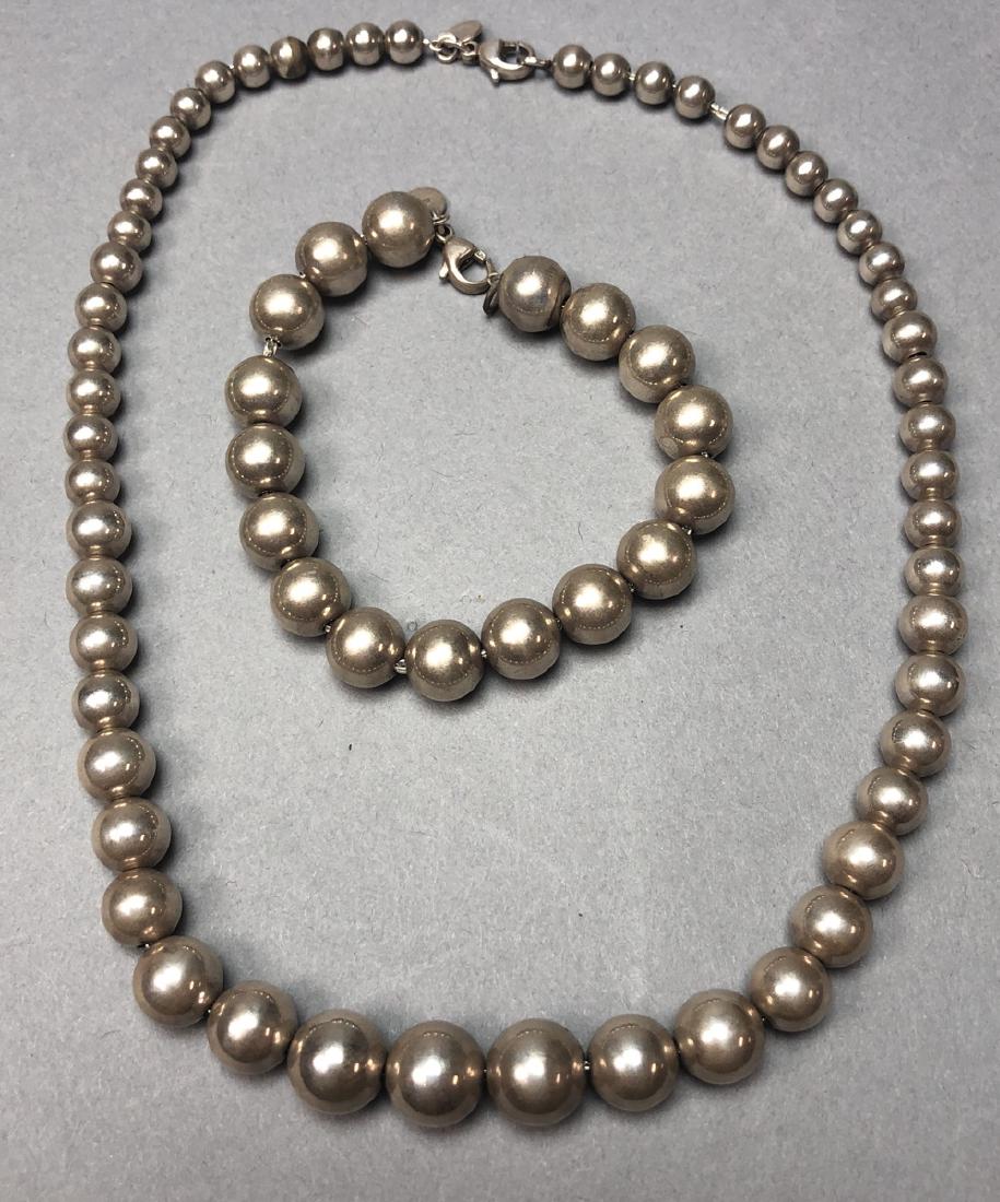2pc Sterling Silver TIFFANY & CO Bead Necklace Br (1 of 4)