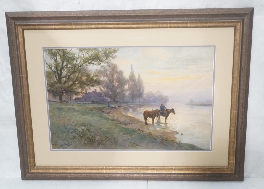 F F ENGLISH Watercolor Landscape Painting. Horses (1 of 9)
