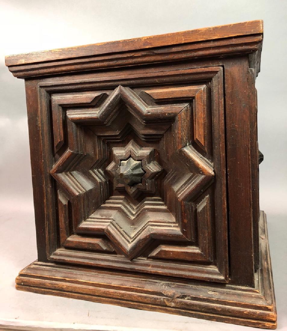Antique Continental Square Wood Cabinet. Square t (1 of 6)
