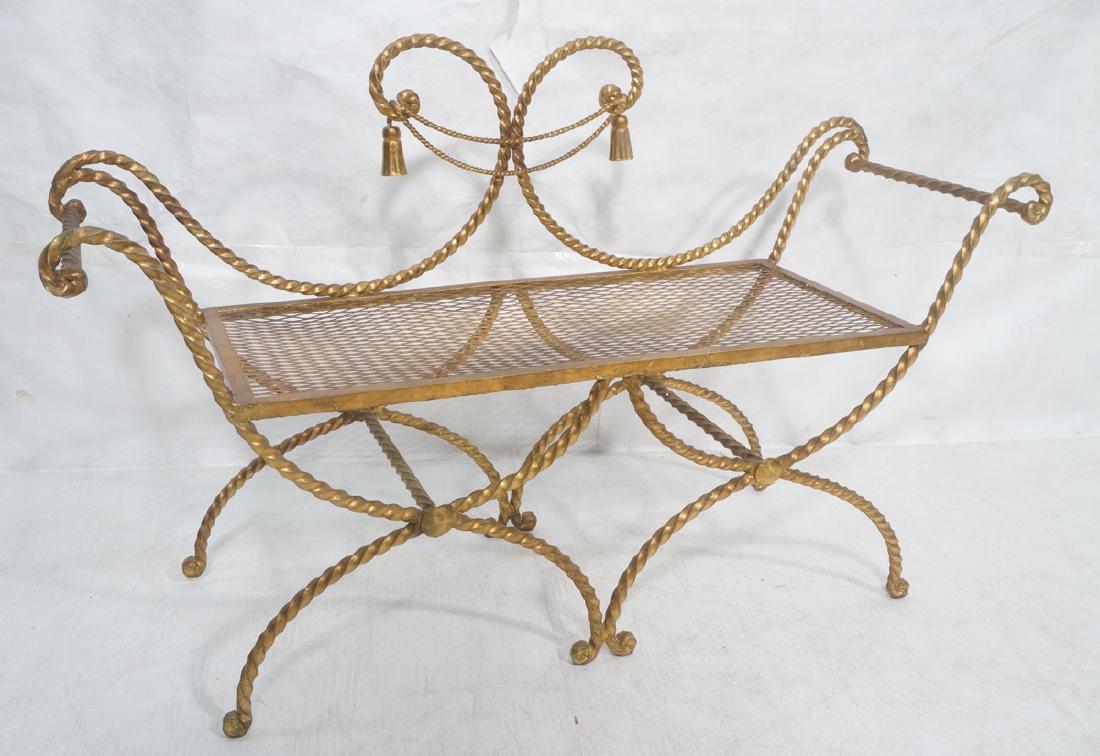 Gilt Iron Italian Decorator Bench. Rope trim meta (1 of 6)