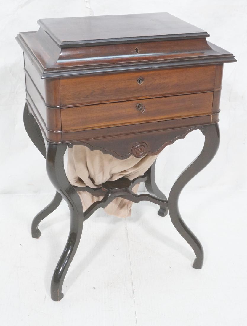 Antique Mahogany Sewing Table Stand. 4 shaped leg (1 of 9)