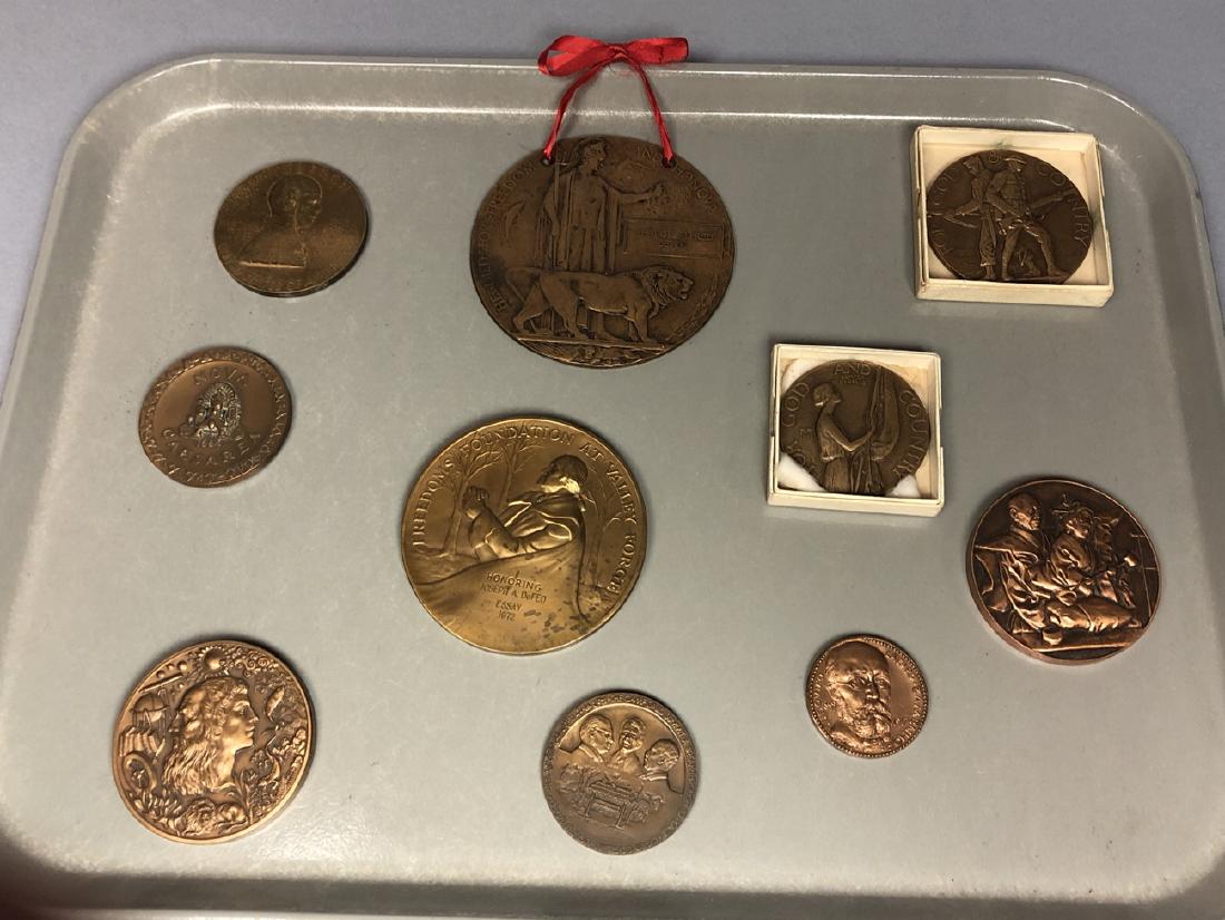Lot of 10 Vintage Bronze Metal Medals. Variety of (1 of 11)