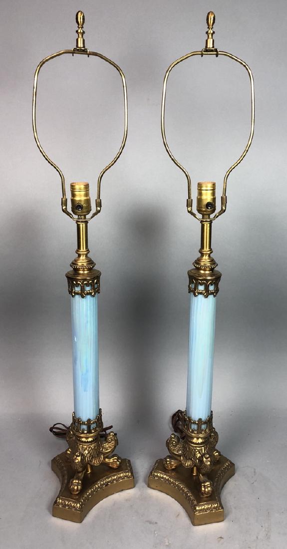 Pair Of Italian Murano Blue Glass Table Lamps. De (1 of 10)