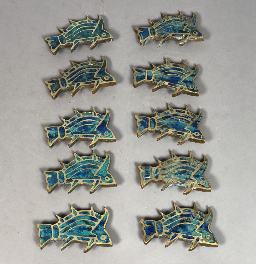 Set 10 PEPE MENDOZA Mexican Brass Fish Drawer Pul (1 of 5)