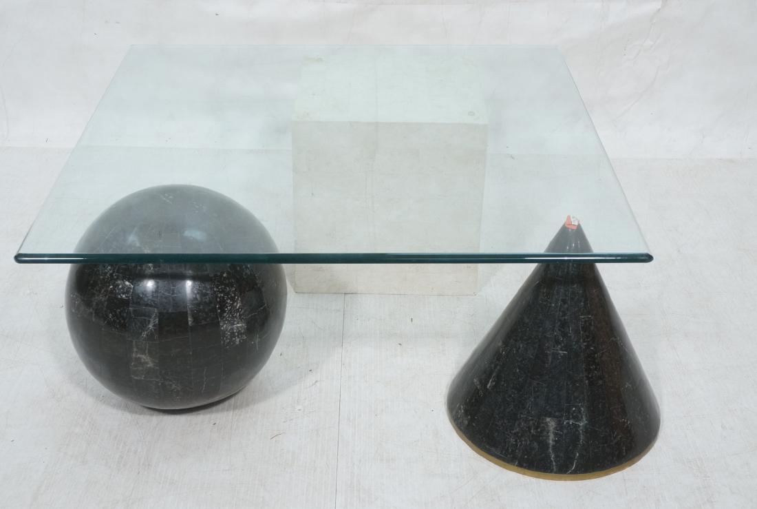 Memphis style Square Glass Top Cocktail Table. Gl (1 of 7)