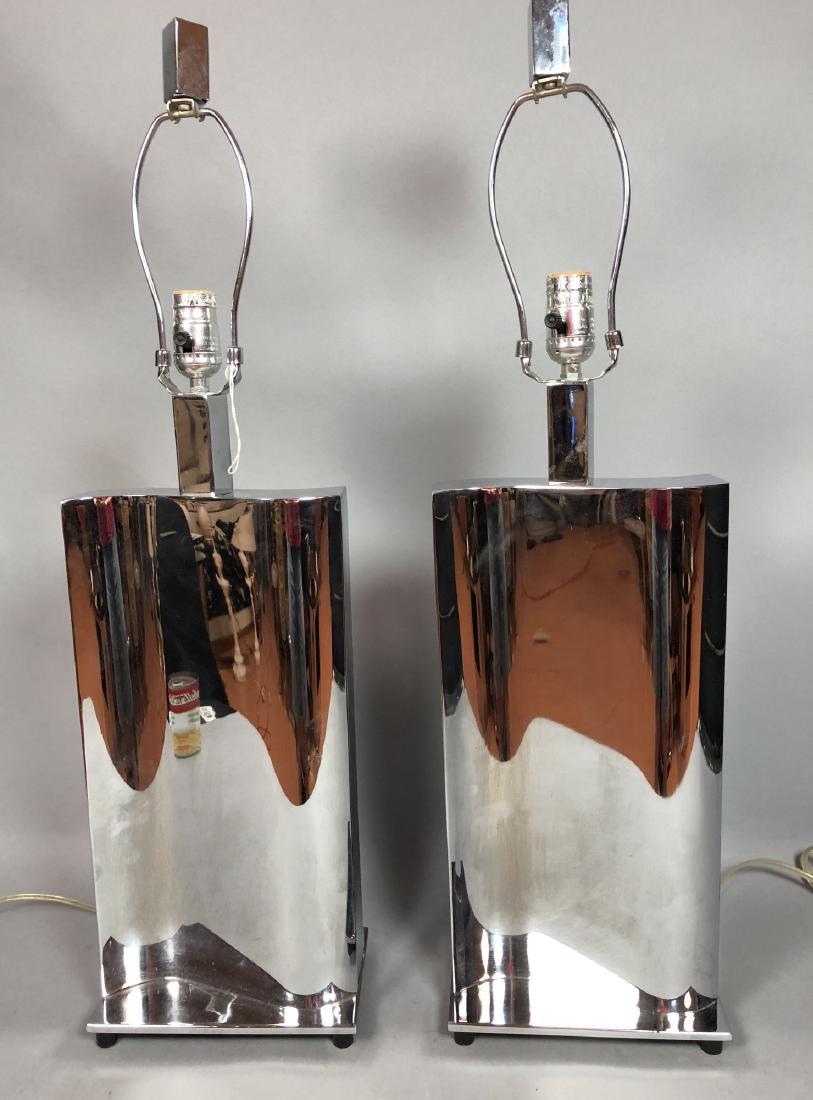 Pr Chrome Modernist Table Lamps. Mirrored chrome (1 of 6)