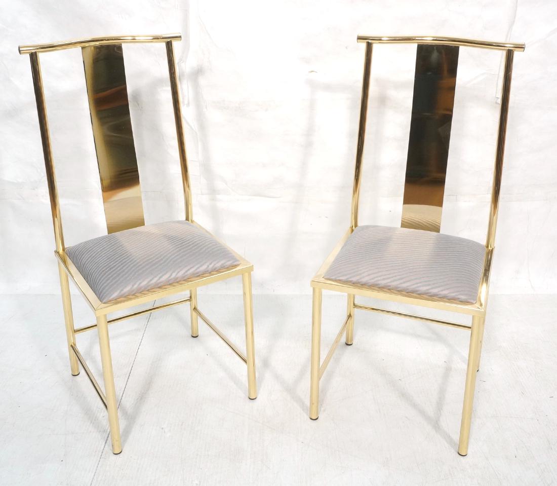 Pr Asian inspired Brass Modernist Side Chairs. Cu (1 of 8)