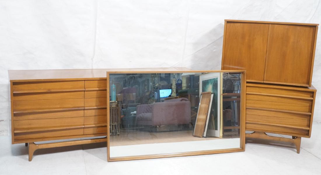 3pc AMERICAN MODERN Walnut Bedroom Set. High ches (1 of 13)