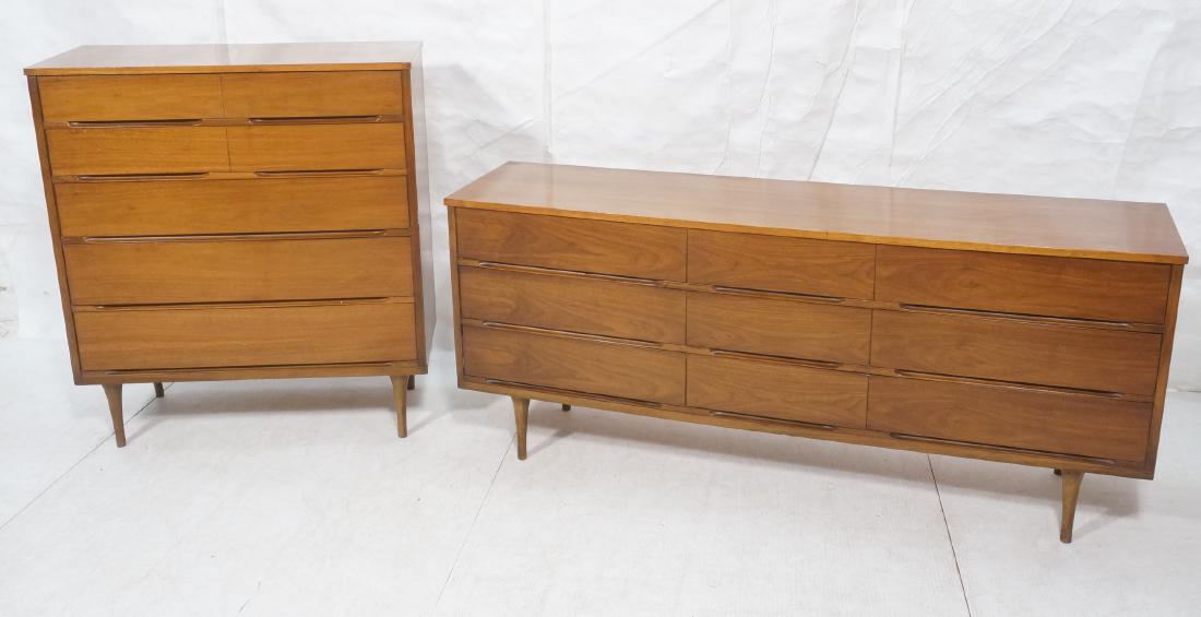 American Modern Walnut Bedroom Set. Credenza Side
