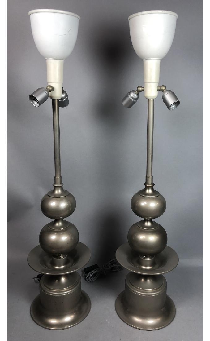 Pr Italian Silver Metal Decorative Table Lamps. (1 of 13)