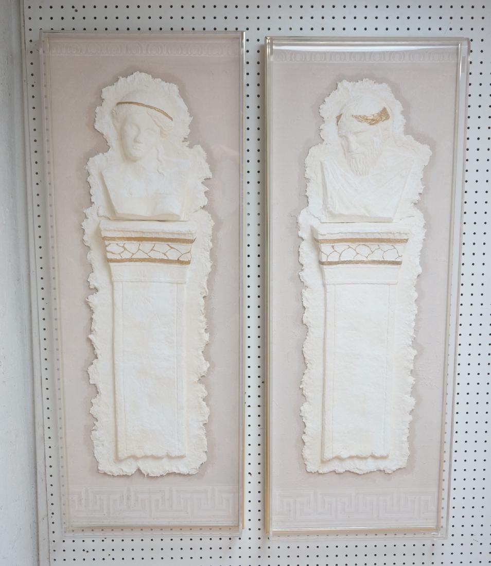 Pr Embossed Pulp Paper Figural Art. Male and fema (1 of 8)