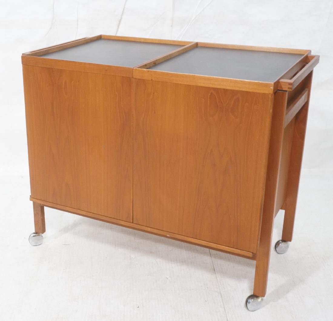 Danish Modern Teak Rolling Server Bar Cart. Two p (1 of 10)