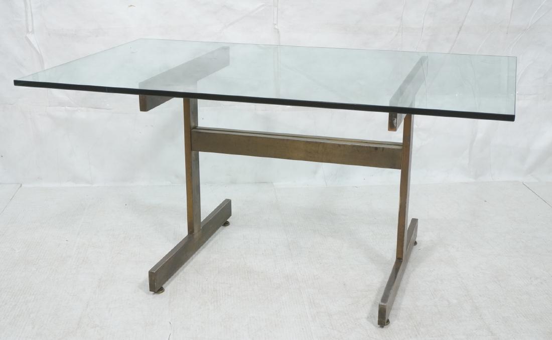 Modernist Glass top Dining Table. Bronzed satin f (1 of 10)