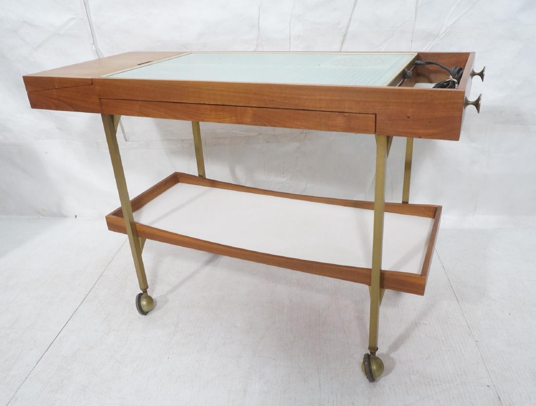 American Modern  Brass Frame Rolling Bar Cart. Fl (1 of 8)