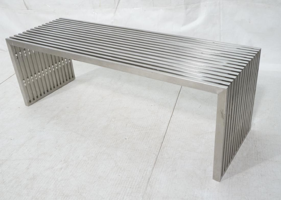 Stainless Steel Modernist Slat Bench. Contemporar (1 of 9)