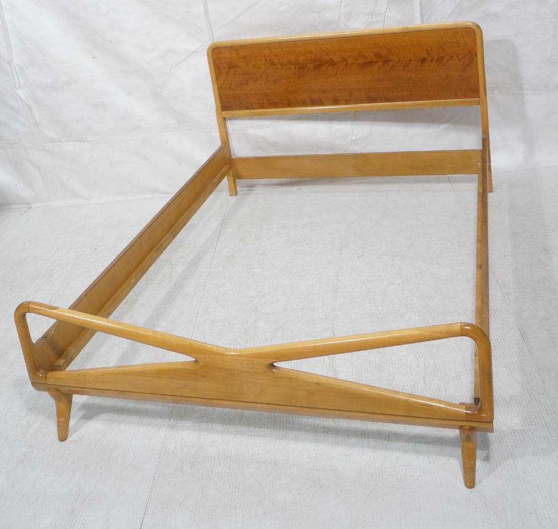 Renzo Rutili Modernist Maple Headboard Footboard.: Renzo Rutili Modernist Maple Headboard Footboard. Contrasting wood design. Stylish footboard. Rails-- Dimensions: H: 35 inches: W: 56.5 inches ---
