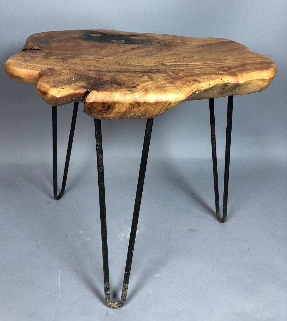 Natural Free Edge Wood Slab Side Table. 3 black m (1 of 5)