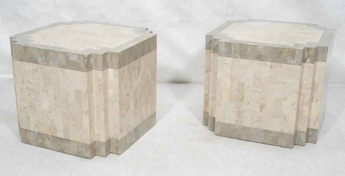 Pr Travertine Marble Modernist Side tables. Natur (1 of 10)