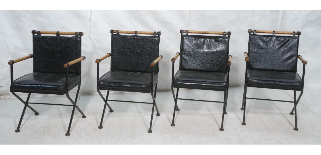 Set of 4 INCA Black Iron Black Vinyl Side Chairs. (1 of 11)