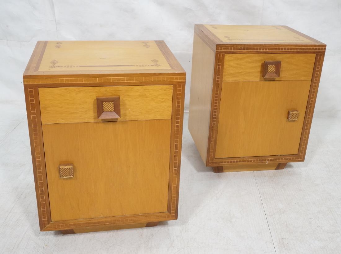 Pr Wood Craftsman Decorative Inlay Nightstands. I (1 of 10)