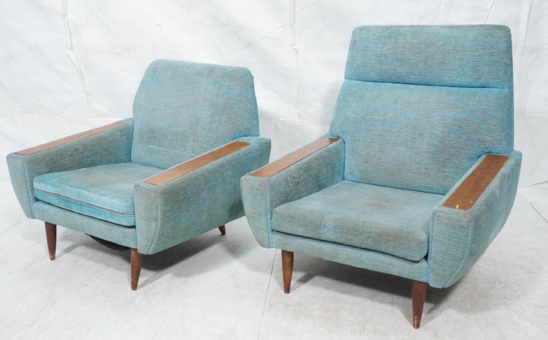 Pr Mid Century Modern Turquoise Fabric Lounge Cha (1 of 16)