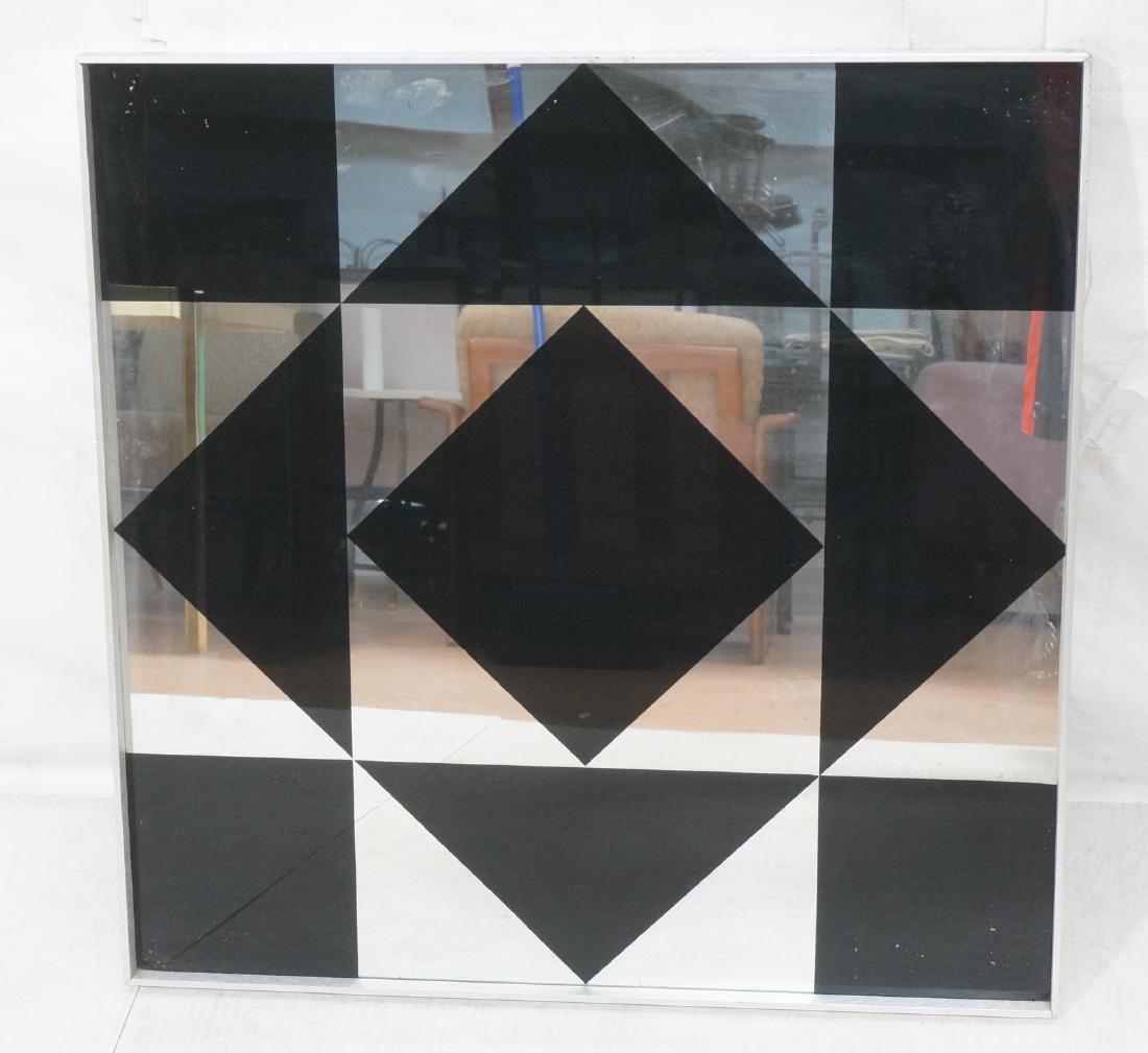 Op Art Mirrored Wall Hanging. Black Geometric Sha (1 of 11)