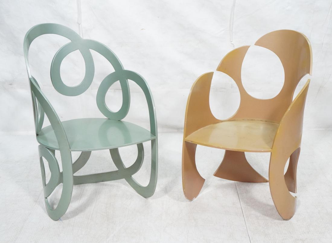 2pcs Artisan Cut Metal Chairs.  Curved design.  P (1 of 16)
