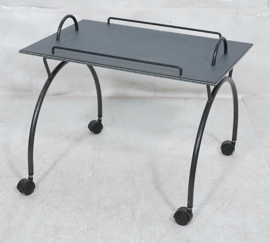 Memphis style Rolling Tray Table. Gray & Black Ir (1 of 9)