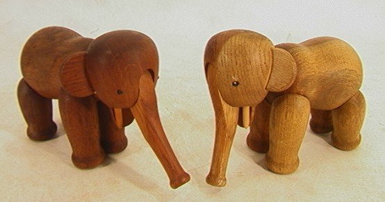 2 KAY BOJESEN Denmark Teak Elephants. Branded copyr