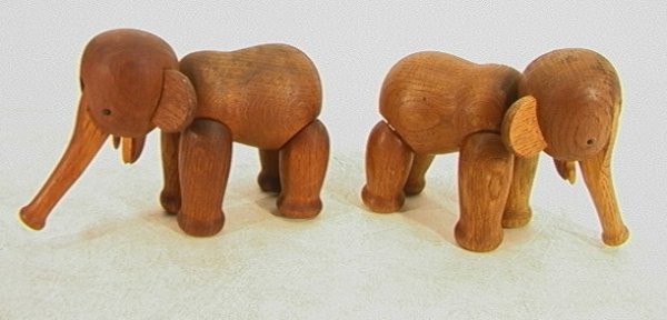 2 KAY BOJESEN Denmark Teak Elephants. Branded copyr - 2