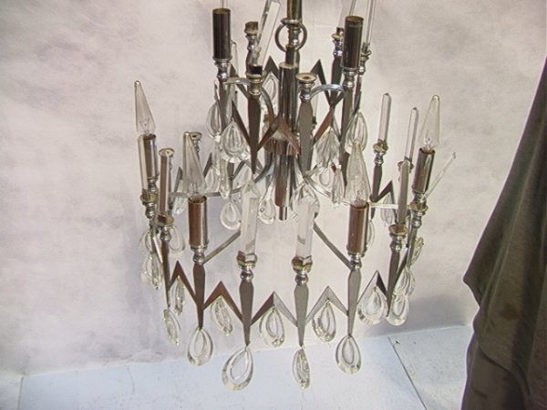 Modern Chrome and Crystal Chandelier. Dimensions - 2