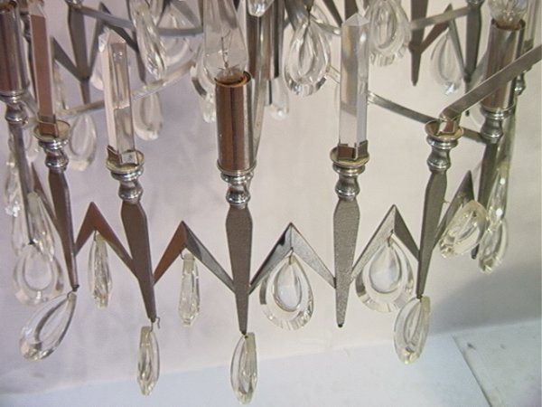 Modern Chrome and Crystal Chandelier. Dimensions - 3