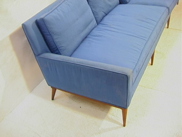 Paul McCobb Long Sofa Couch. Blue Upholstery with - 2