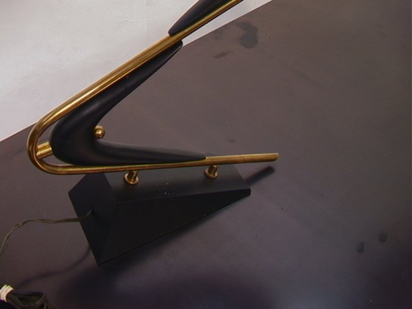 50's Modern Black and Brass Table Lamp with Vellum - 2