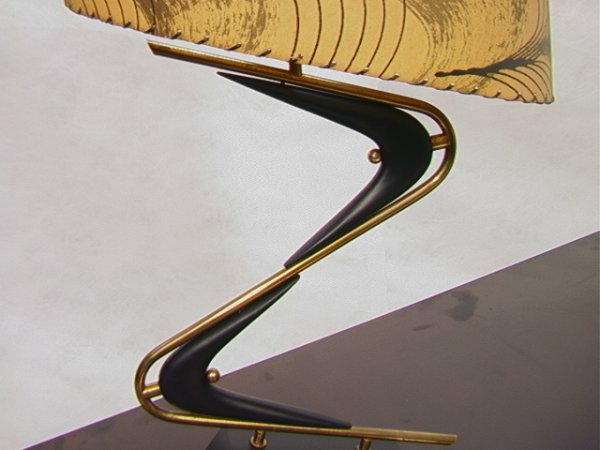 50's Modern Black and Brass Table Lamp with Vellum - 3