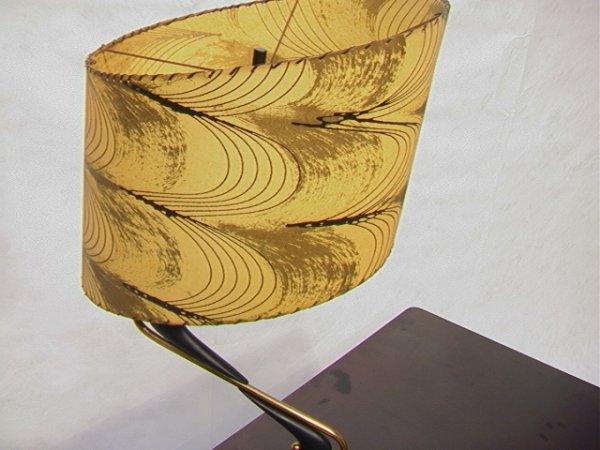 50's Modern Black and Brass Table Lamp with Vellum - 6