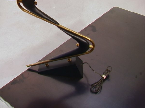 50's Modern Black and Brass Table Lamp with Vellum - 7